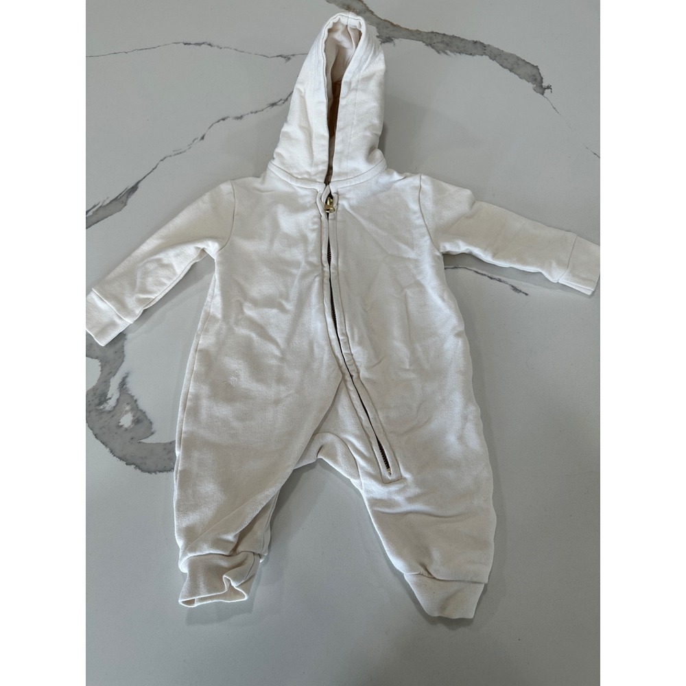 Vild‎ House of Little Organic Cotton Hooded Romper Cream 0-3M Zip Up Jumpsuit
